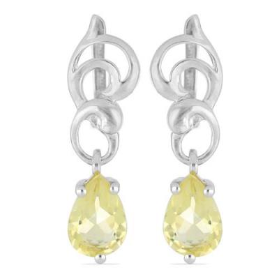 BUY 925 SILVER NATURAL LEMON TOPAZ GEMSTONE CLASSIC EARRINGS